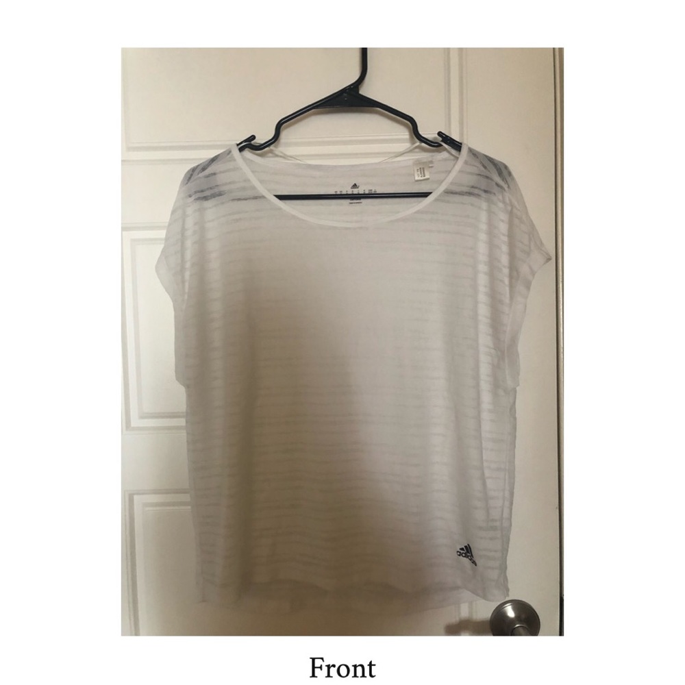 Adidas - Climalite Sheer White Striped Tee